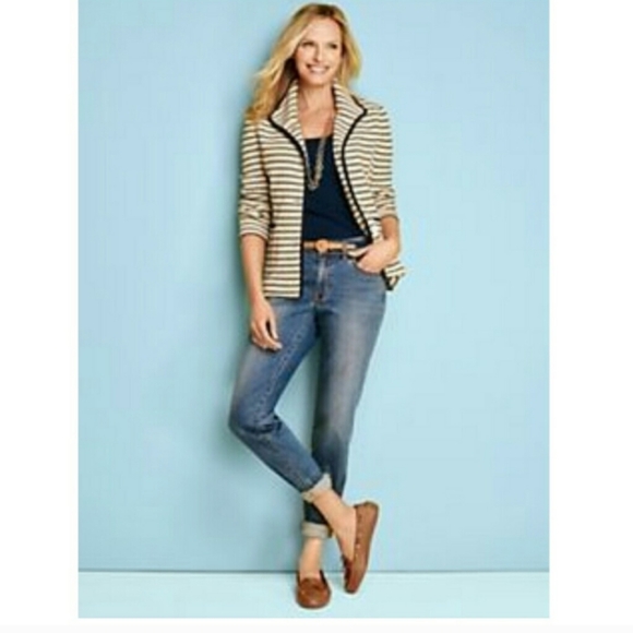 Talbots Zigzag Stripes Textured Knit Jacket - Picture 2 of 4